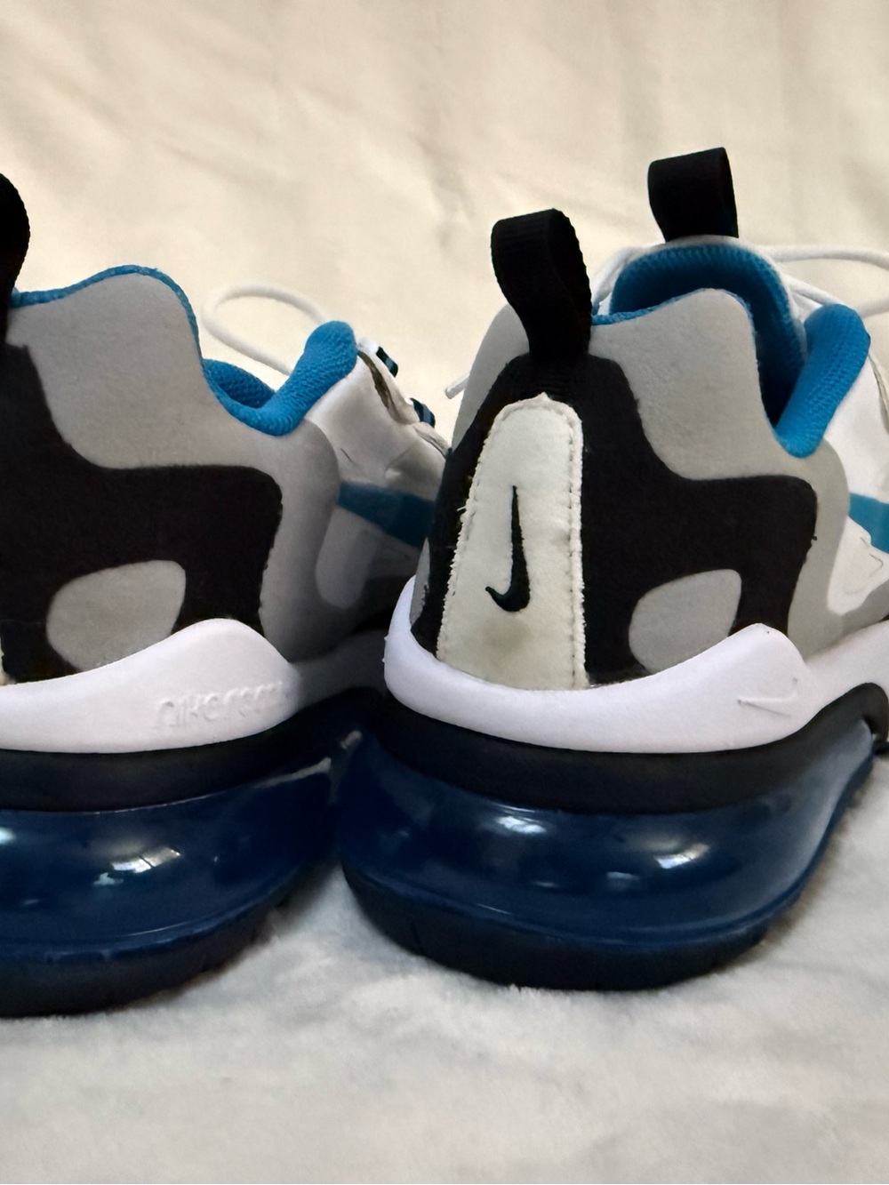 Nike Air 270 React Blue, White and Black Air Max-Style Sneakers